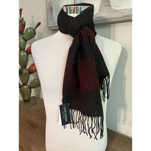Steve Madden Red & Black Sparkly Lurex Striped Muffler Scarf‎ One Size NWT
